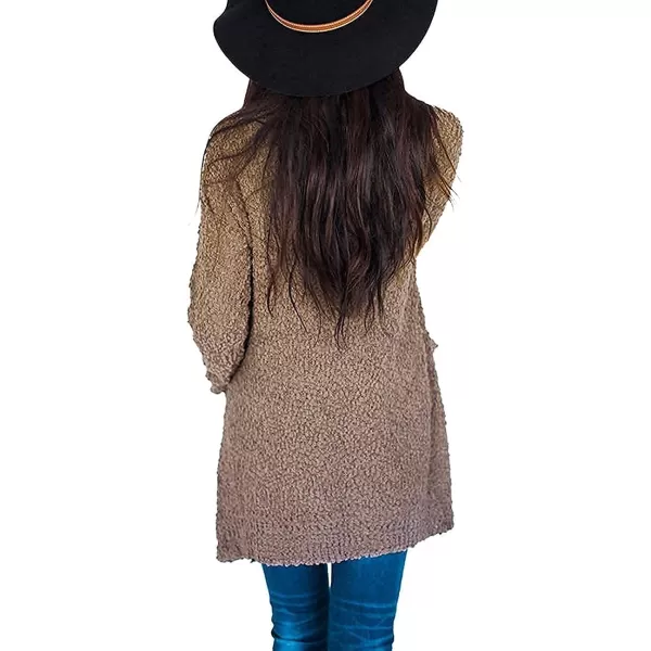 imageZESICA Womens 2023 Fall Casual Long Sleeve Open Front Soft Chunky Knit Sweater Cardigan OuterwearMocha