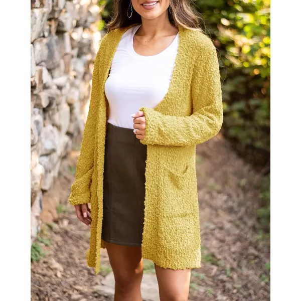imageZESICA Womens 2023 Fall Casual Long Sleeve Open Front Soft Chunky Knit Sweater Cardigan OuterwearMustard Yellow