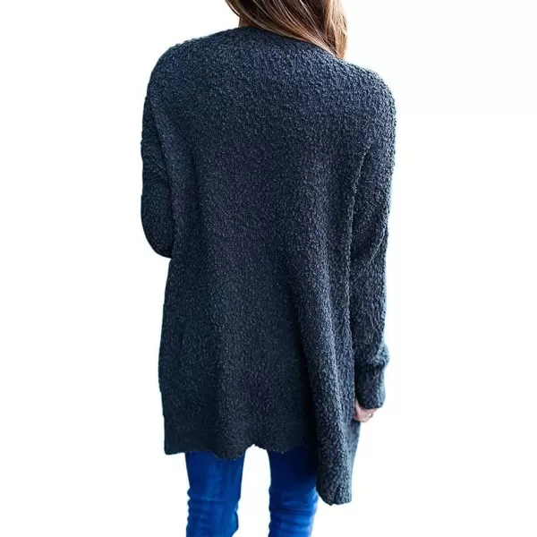 imageZESICA Womens 2023 Fall Casual Long Sleeve Open Front Soft Chunky Knit Sweater Cardigan OuterwearNavy