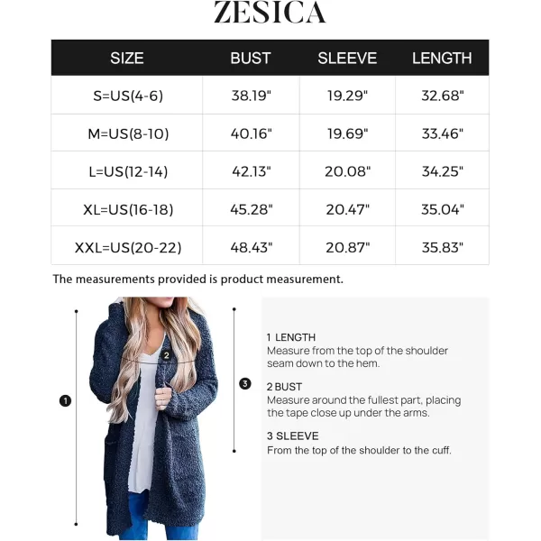 imageZESICA Womens 2023 Fall Casual Long Sleeve Open Front Soft Chunky Knit Sweater Cardigan OuterwearNavy