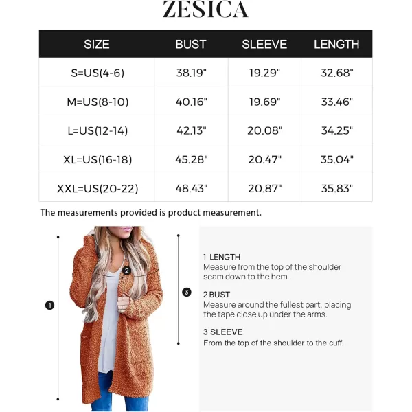 imageZESICA Womens 2023 Fall Casual Long Sleeve Open Front Soft Chunky Knit Sweater Cardigan OuterwearOrange