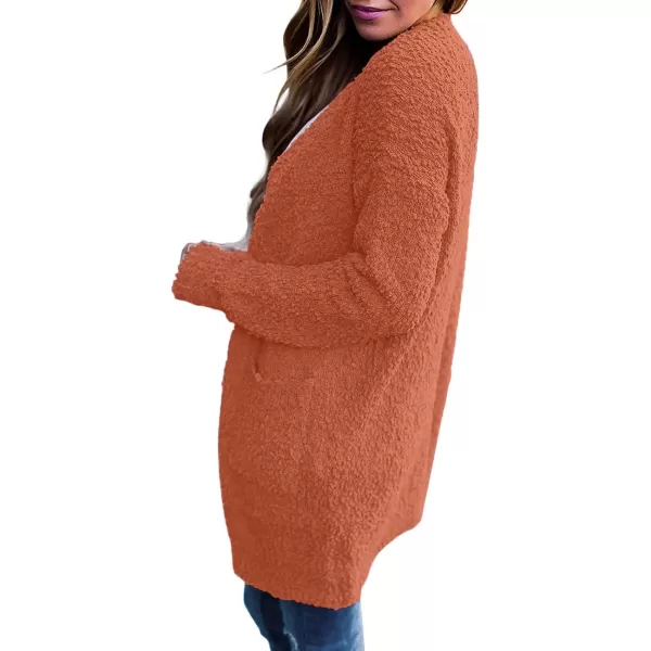imageZESICA Womens 2023 Fall Casual Long Sleeve Open Front Soft Chunky Knit Sweater Cardigan OuterwearOrange