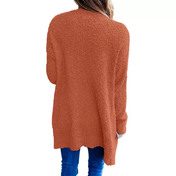 imageZESICA Womens 2023 Fall Casual Long Sleeve Open Front Soft Chunky Knit Sweater Cardigan OuterwearOrange