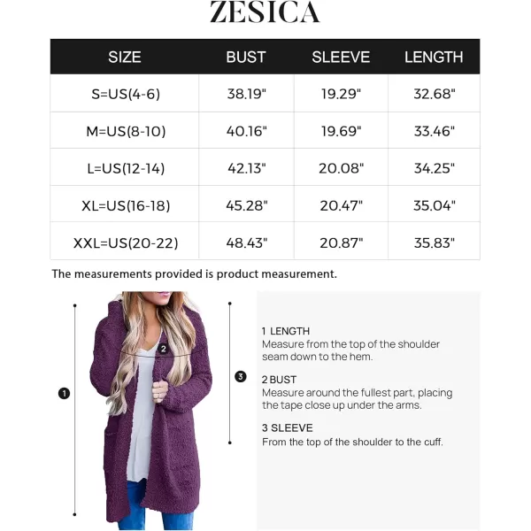imageZESICA Womens 2023 Fall Casual Long Sleeve Open Front Soft Chunky Knit Sweater Cardigan OuterwearPlum