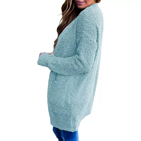 imageZESICA Womens 2023 Fall Casual Long Sleeve Open Front Soft Chunky Knit Sweater Cardigan OuterwearSage