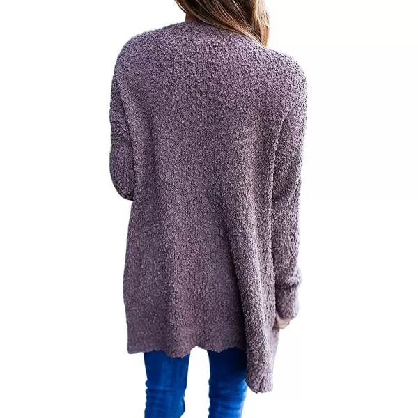 imageZESICA Womens 2023 Fall Casual Long Sleeve Open Front Soft Chunky Knit Sweater Cardigan OuterwearTaro