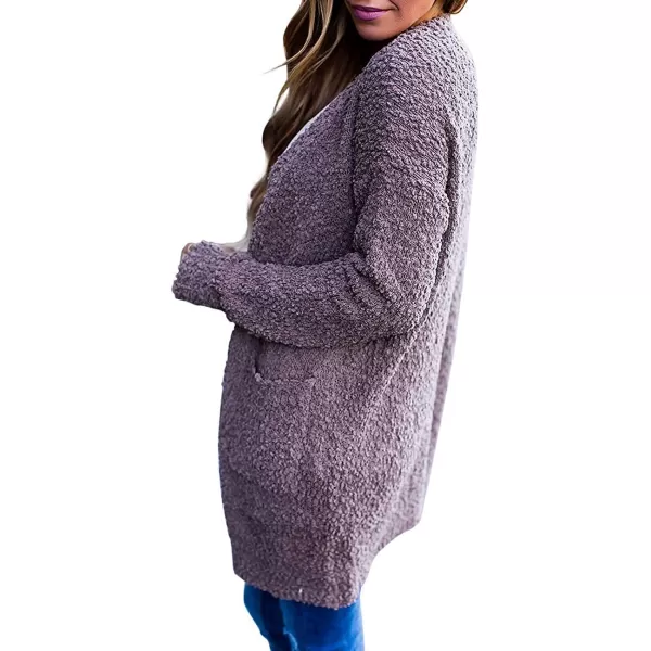imageZESICA Womens 2023 Fall Casual Long Sleeve Open Front Soft Chunky Knit Sweater Cardigan OuterwearTaro