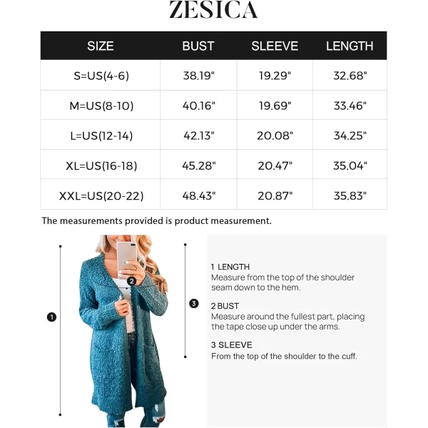 imageZESICA Womens 2023 Fall Casual Long Sleeve Open Front Soft Chunky Knit Sweater Cardigan OuterwearTeal
