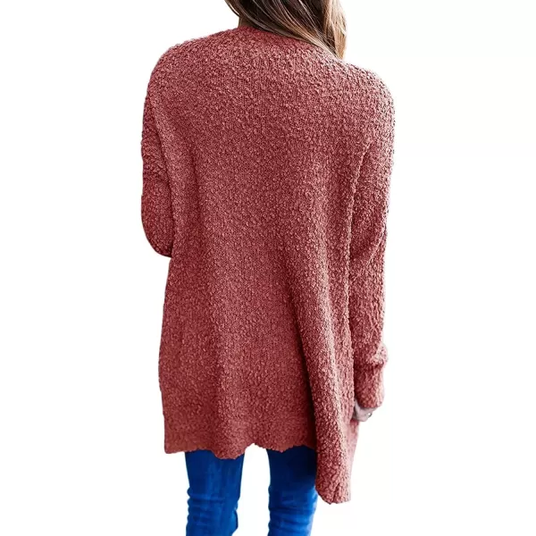 imageZESICA Womens 2023 Fall Casual Long Sleeve Open Front Soft Chunky Knit Sweater Cardigan OuterwearTearose
