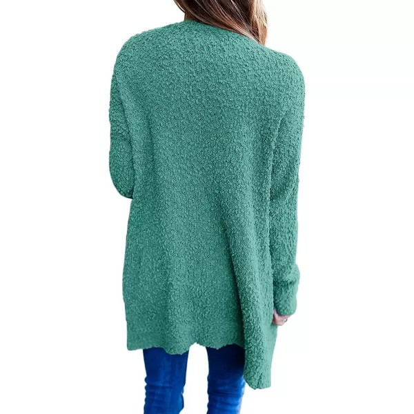 imageZESICA Womens 2023 Fall Casual Long Sleeve Open Front Soft Chunky Knit Sweater Cardigan OuterwearTurquoise