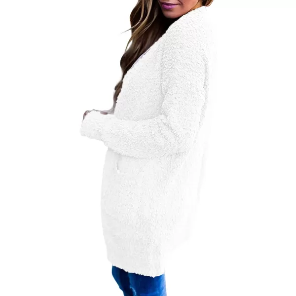 imageZESICA Womens 2023 Fall Casual Long Sleeve Open Front Soft Chunky Knit Sweater Cardigan OuterwearWhite