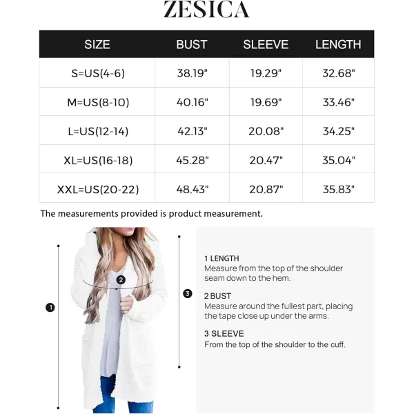imageZESICA Womens 2023 Fall Casual Long Sleeve Open Front Soft Chunky Knit Sweater Cardigan OuterwearWhite
