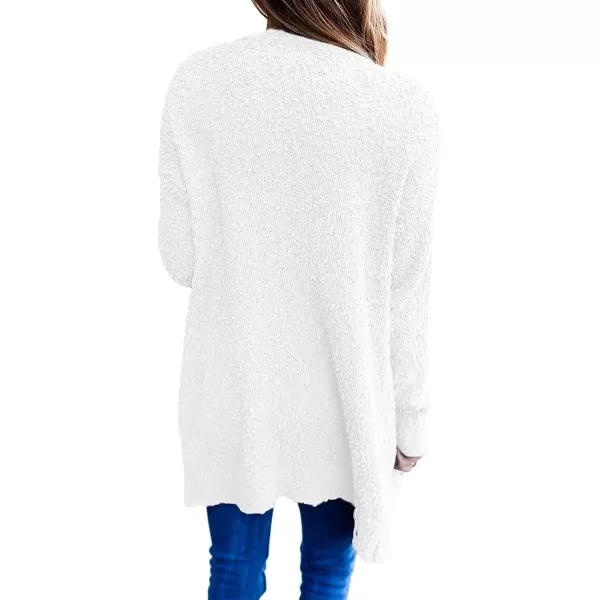 imageZESICA Womens 2023 Fall Casual Long Sleeve Open Front Soft Chunky Knit Sweater Cardigan OuterwearWhite