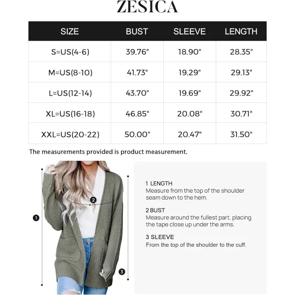 imageZESICA Womens 2023 Fall Casual Long Sleeve Open Front Waffle Knit Sweater Cardigans Coat Outwear with PocketsArmy Green