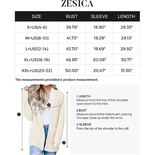 imageZESICA Womens 2023 Fall Casual Long Sleeve Open Front Waffle Knit Sweater Cardigans Coat Outwear with PocketsBeige