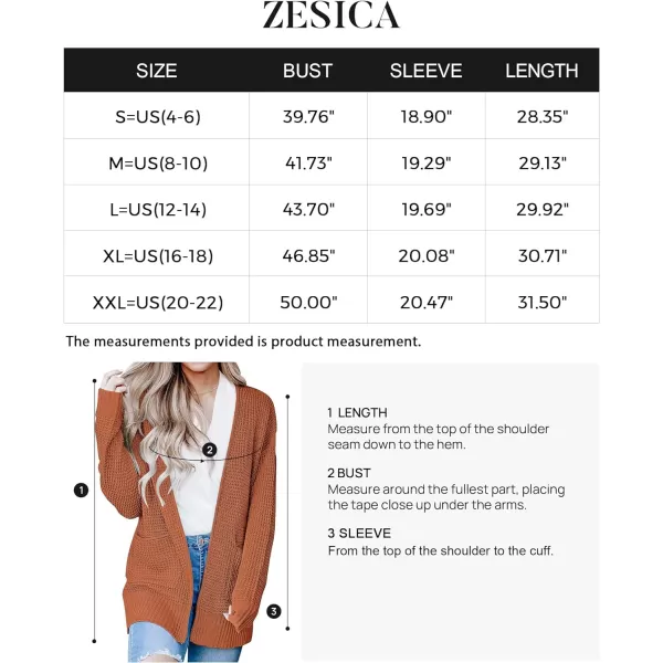imageZESICA Womens 2023 Fall Casual Long Sleeve Open Front Waffle Knit Sweater Cardigans Coat Outwear with PocketsBrown