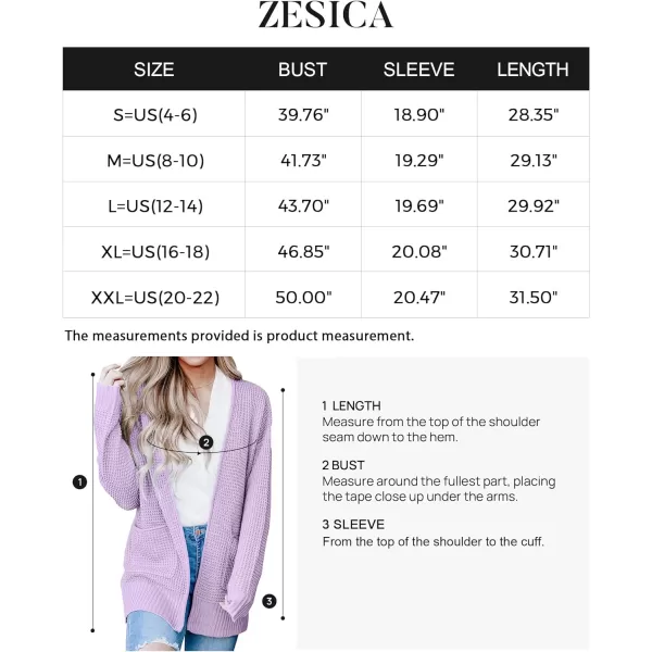 imageZESICA Womens 2023 Fall Casual Long Sleeve Open Front Waffle Knit Sweater Cardigans Coat Outwear with PocketsLavender