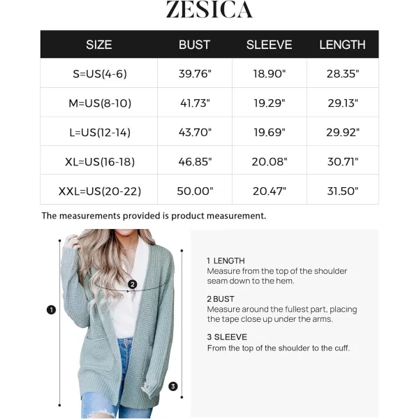 imageZESICA Womens 2023 Fall Casual Long Sleeve Open Front Waffle Knit Sweater Cardigans Coat Outwear with PocketsMint