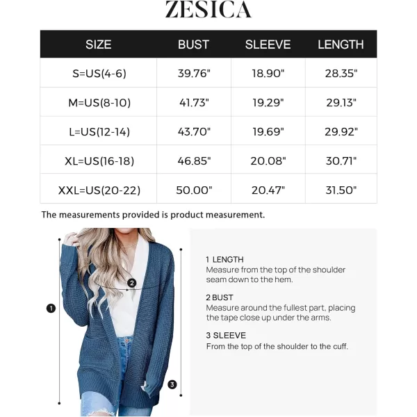 imageZESICA Womens 2023 Fall Casual Long Sleeve Open Front Waffle Knit Sweater Cardigans Coat Outwear with PocketsRoyalblue
