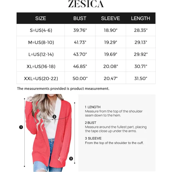 imageZESICA Womens 2023 Fall Casual Long Sleeve Open Front Waffle Knit Sweater Cardigans Coat Outwear with PocketsWatermelon