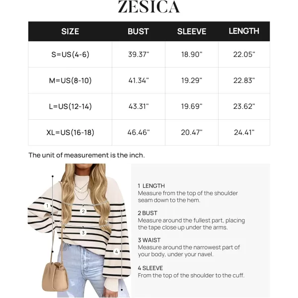 imageZESICA Womens 2023 Fall Fashion Turtleneck Long Sleeve Striped Ribbed Knit Loose Pullover Sweater TopsApricot