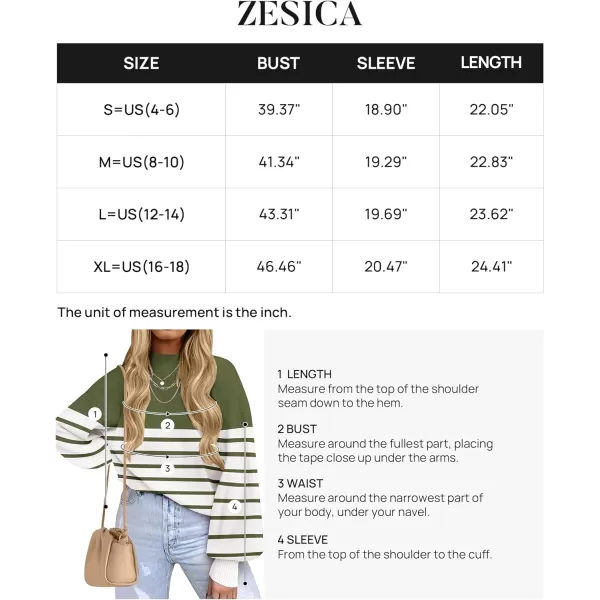 imageZESICA Womens 2023 Fall Fashion Turtleneck Long Sleeve Striped Ribbed Knit Loose Pullover Sweater TopsArmygreen