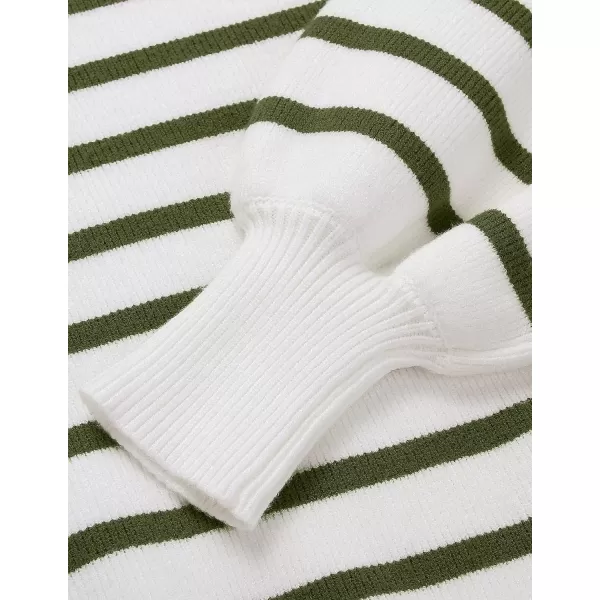 imageZESICA Womens 2023 Fall Fashion Turtleneck Long Sleeve Striped Ribbed Knit Loose Pullover Sweater TopsArmygreen