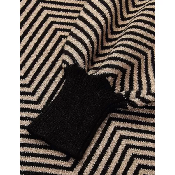 imageZESICA Womens 2023 Fall Fashion Turtleneck Long Sleeve Striped Ribbed Knit Loose Pullover Sweater TopsBrownstripe