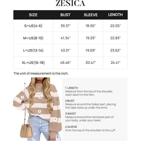 imageZESICA Womens 2023 Fall Fashion Turtleneck Long Sleeve Striped Ribbed Knit Loose Pullover Sweater TopsCamel