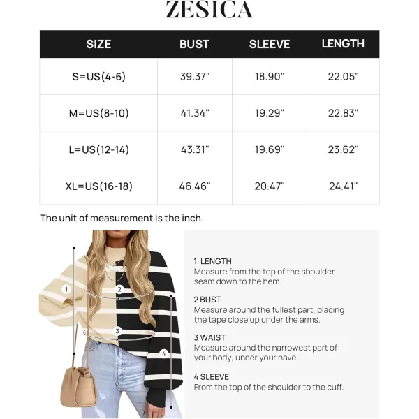 imageZESICA Womens 2023 Fall Fashion Turtleneck Long Sleeve Striped Ribbed Knit Loose Pullover Sweater TopsCream