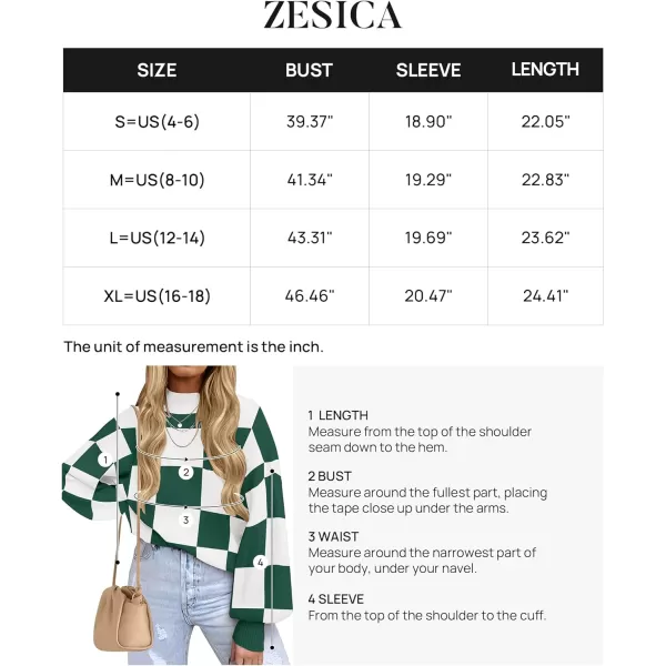 imageZESICA Womens 2023 Fall Fashion Turtleneck Long Sleeve Striped Ribbed Knit Loose Pullover Sweater TopsDarkgreenplaid