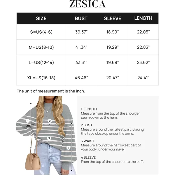 imageZESICA Womens 2023 Fall Fashion Turtleneck Long Sleeve Striped Ribbed Knit Loose Pullover Sweater TopsGrey