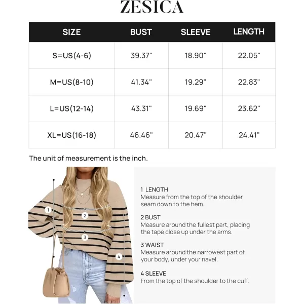 imageZESICA Womens 2023 Fall Fashion Turtleneck Long Sleeve Striped Ribbed Knit Loose Pullover Sweater TopsOatmeal