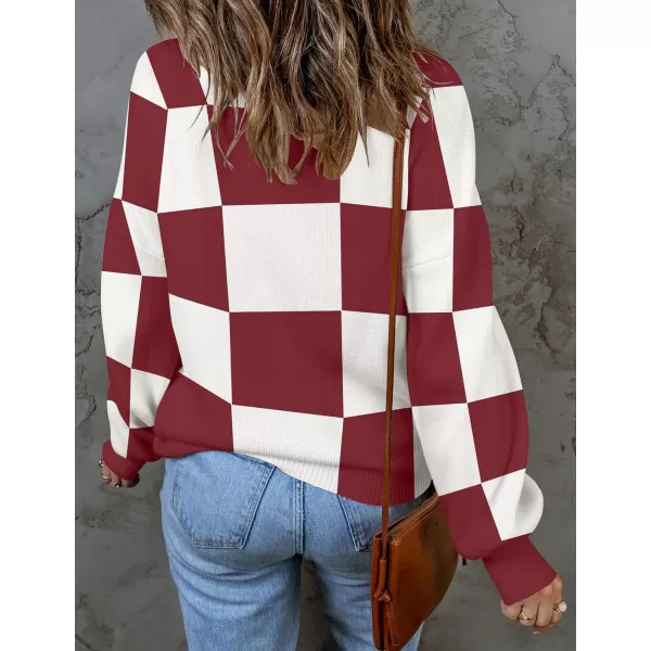 imageZESICA Womens 2023 Fall Fashion Turtleneck Long Sleeve Striped Ribbed Knit Loose Pullover Sweater TopsPlumplaid
