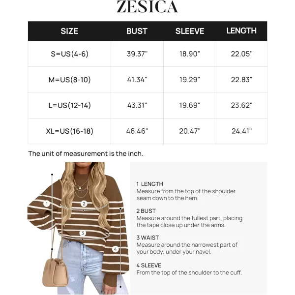 imageZESICA Womens 2023 Fall Fashion Turtleneck Long Sleeve Striped Ribbed Knit Loose Pullover Sweater TopsTan