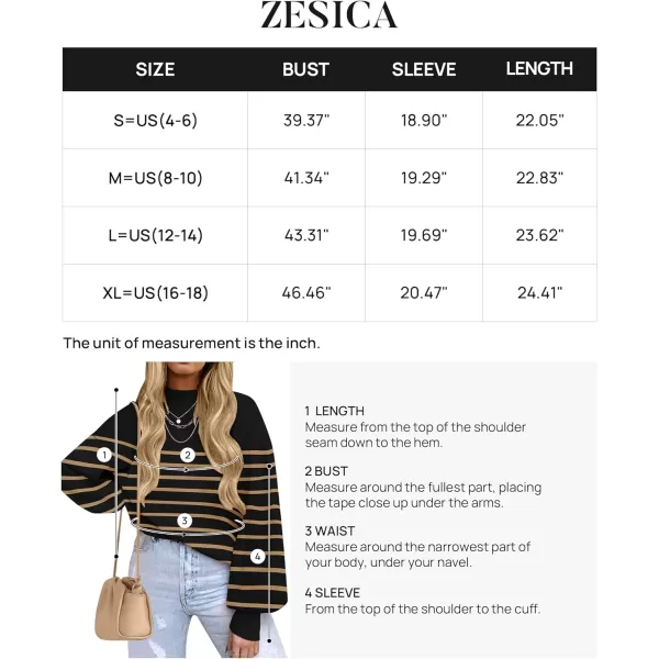 imageZESICA Womens 2023 Fall Fashion Turtleneck Long Sleeve Striped Ribbed Knit Loose Pullover Sweater TopsTaupe