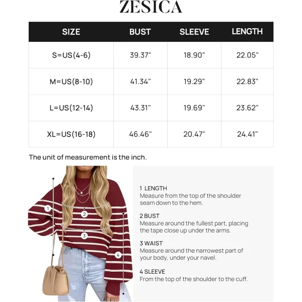 imageZESICA Womens 2023 Fall Fashion Turtleneck Long Sleeve Striped Ribbed Knit Loose Pullover Sweater TopsWine
