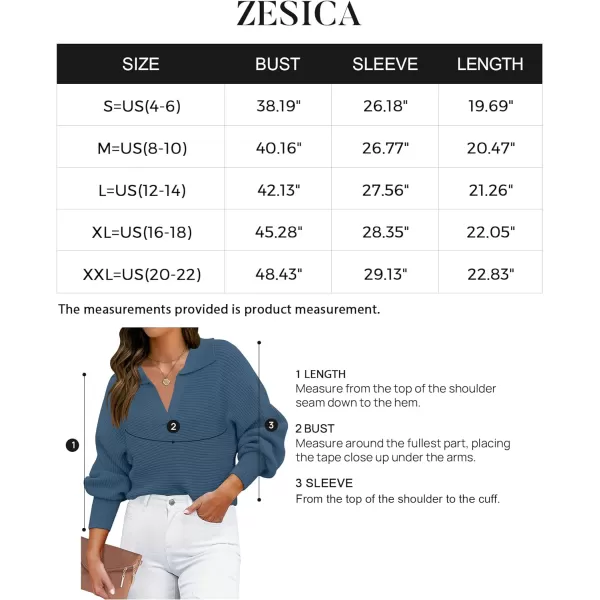 imageZESICA Womens 2023 Fall Lapel Collar V Neck Long Sleeve Ribbed Knit Comfy Loose Casual Pullover Sweater Jumper TopBlue