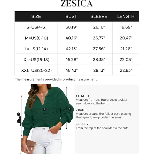 imageZESICA Womens 2023 Fall Lapel Collar V Neck Long Sleeve Ribbed Knit Comfy Loose Casual Pullover Sweater Jumper TopForestgreen