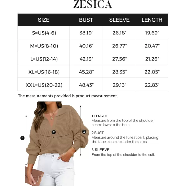 imageZESICA Womens 2023 Fall Lapel Collar V Neck Long Sleeve Ribbed Knit Comfy Loose Casual Pullover Sweater Jumper TopKhaki