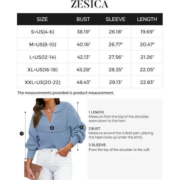 imageZESICA Womens 2023 Fall Lapel Collar V Neck Long Sleeve Ribbed Knit Comfy Loose Casual Pullover Sweater Jumper TopLightblue