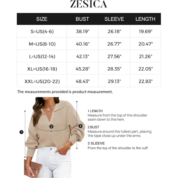imageZESICA Womens 2023 Fall Lapel Collar V Neck Long Sleeve Ribbed Knit Comfy Loose Casual Pullover Sweater Jumper TopOatmeal