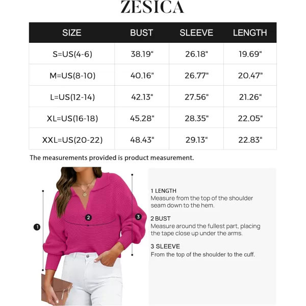 imageZESICA Womens 2023 Fall Lapel Collar V Neck Long Sleeve Ribbed Knit Comfy Loose Casual Pullover Sweater Jumper TopRose
