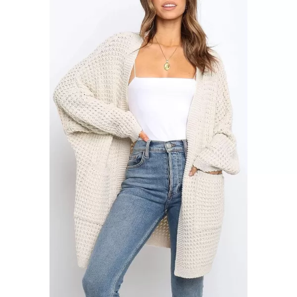 imageZESICA Womens 2023 Fall Long Batwing Sleeve Open Front Chunky Knit Cardigan SweaterBampapricot