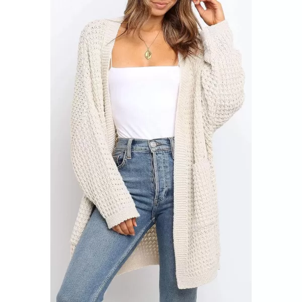 imageZESICA Womens 2023 Fall Long Batwing Sleeve Open Front Chunky Knit Cardigan SweaterBampapricot