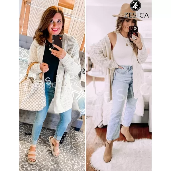 imageZESICA Womens 2023 Fall Long Batwing Sleeve Open Front Chunky Knit Cardigan SweaterBampapricot