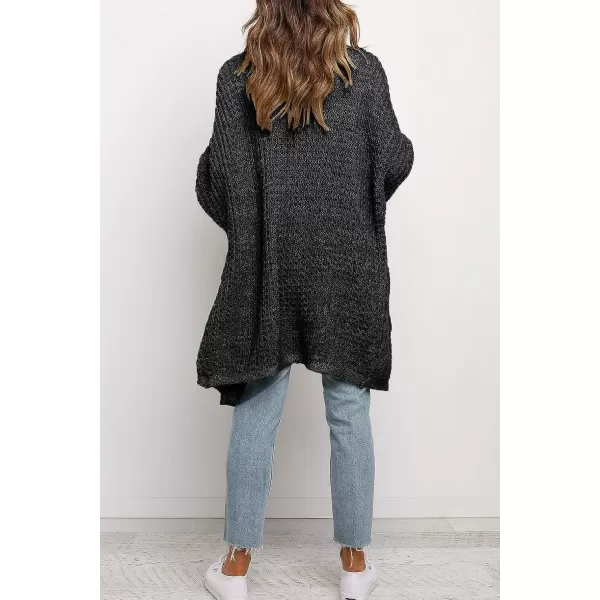imageZESICA Womens 2023 Fall Long Batwing Sleeve Open Front Chunky Knit Cardigan SweaterBampblack