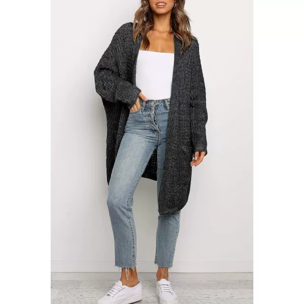 imageZESICA Womens 2023 Fall Long Batwing Sleeve Open Front Chunky Knit Cardigan SweaterBampblack