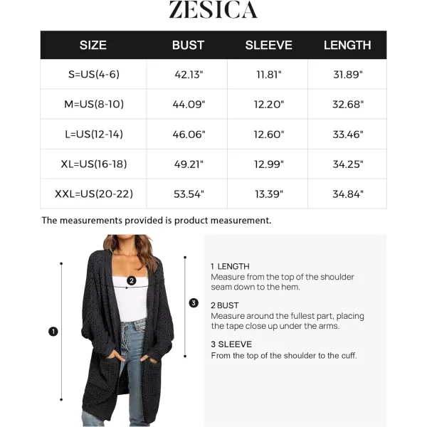 imageZESICA Womens 2023 Fall Long Batwing Sleeve Open Front Chunky Knit Cardigan SweaterBampblack