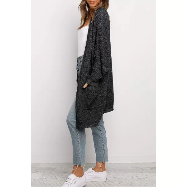 imageZESICA Womens 2023 Fall Long Batwing Sleeve Open Front Chunky Knit Cardigan SweaterBampblack